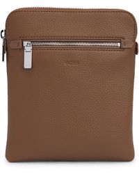 BOSS - Enveloptas Van Italiaans Leer Met Reliëflogo - Lyst