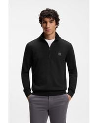 BOSS - Cotton-Cashmere Sweater With Zip Collar - Lyst