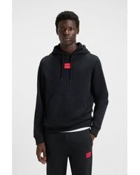 HUGO - Cotton-Terry Hoodie With Logo Label - Lyst