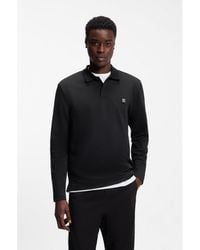 HUGO - Cotton-Blend Polo Shirt With Stacked Logo - Lyst