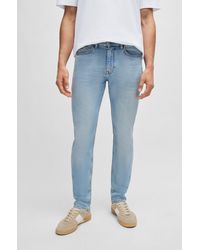 BOSS - Slim-fit Jeans In Bright-blue Comfort-stretch Denim - Lyst