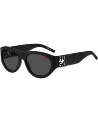HUGO - Black-acetate Sunglasses With 3d Monogram - Lyst