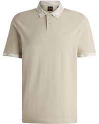 BOSS - Cotton-piqu Polo Shirt With Camouflage-print Trims - Lyst