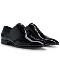 BOSS - Patent Leather Oxford Shoes With A Pointed Shape - Lyst