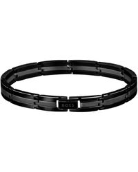 BOSS - Stainless-Steel Striped Cuff With Logo Clasp - Lyst