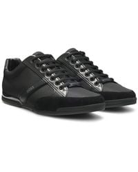 BOSS - Mixed-material Trainers With Suede And Faux Leather - Lyst