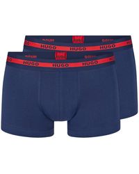 HUGO Zweier-Pack Boxershorts aus Stretch-Baumwolle mit Logos am Bund - Blau