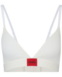 HUGO - Triangle Bra In Stretch Cotton With Red Logo Label - Lyst