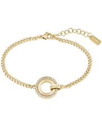 BOSS - Bracelet chaîne doré avec anneau serti de strass - Lyst