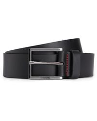 HUGO - Leather Belt With Red Stitching And Branded Buckle - Lyst
