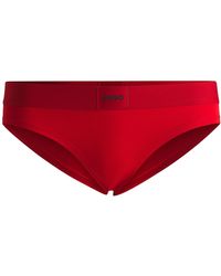 HUGO - Slip en coton stretch avec étiquette logotée rouge - Lyst