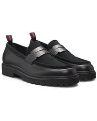 HUGO - Leather Loafers With Lug Sole - Lyst