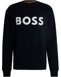 BOSS - Relaxed-fit Sweatshirt Van Katoenen Sweatstof Met Logo In Rubberprint - Lyst