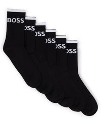 BOSS by HUGO BOSS - Six-pack Of Ribbed Short Socks In A Cotton Blend - Lyst