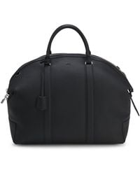 BOSS - Leather Holdall With Detachable Shoulder Strap - Lyst