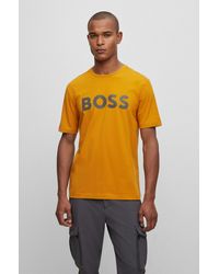 BOSS - Stretch-cotton T-shirt With Decorative Reflective Logo - Lyst