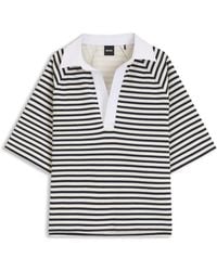 BOSS - Sudadera De Algodón A Rayas Con Cuello Abierto - Lyst