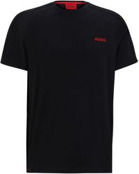 HUGO - T-shirt Van Stretchkatoen Met Logoband Over De Mouwen - Lyst