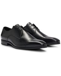 BOSS - Leather Lace-up Derby Shoes With Emed Logo - Lyst
