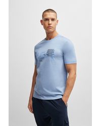 BOSS - Cotton-jersey Regular-fit T-shirt With Signature Artwork - Lyst
