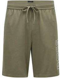 BOSS by HUGO BOSS Stretch-cotton Pyjama Shorts With Outline Logo - Green