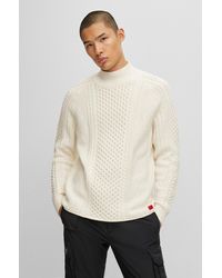HUGO - Oversized-fit Cable-knit Sweater In A Wool Blend - Lyst