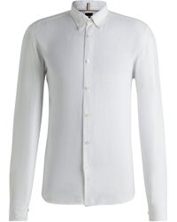 BOSS - Regular-Fit Button-Down-Hemd Aus Leinen - Lyst