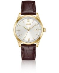 BOSS - Langford--Dial Watch With Emed Leather Strap - Lyst