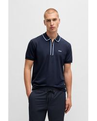 BOSS - Stretch-Cotton Polo Shirt With Contrast Stripes - Lyst