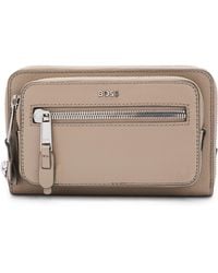 BOSS - Crossbody Bag In Grained Leather With Logo Lettering - Lyst