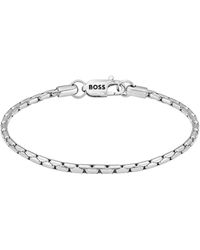 BOSS - Silver-tone Chain Cuff With Branded Lobster Clasp Men's Jewellery Size S - Lyst