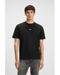 BOSS - Stretch-Cotton T-Shirt With Contrast Logo - Lyst