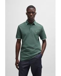 BOSS - Slim-fit Polo Shirt In Washed Stretch-cotton Piqu - Lyst