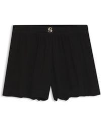 BOSS - Crepe Shorts With Double B Monogram Buckle - Lyst