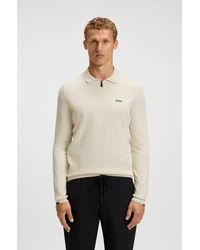 BOSS - Regular-Fit Cotton Sweater With Polo Collar - Lyst