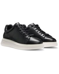 BOSS - Bulton Runn Polished Leather Trainers With Rubber Outsole Nos - Lyst