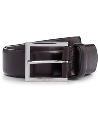 BOSS - Leather Belt With Square Logo-engraved Buckle - Lyst