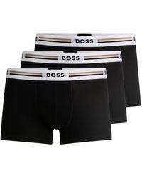 BOSS - Dreier-Pack eng anliegende Stretch-Boxershorts mit kurzem Bein und Signature-Streifen am Bund - Lyst