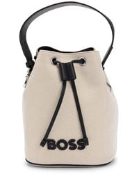 BOSS - Textured Bucket Bag With Faux-Leather Pouch - Lyst