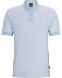 BOSS - Slim-Fit Poloshirt aus merzerisierter Baumwolle in zweifarbiger Optik - Lyst