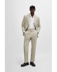 HUGO - Regular-fit Suit In Patterned Linen-look Cloth - Lyst