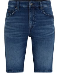 BOSS - Blaue Slim-Fit Shorts aus Soft-Motion-Denim - Lyst