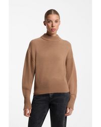 HUGO - Relaxed-Fit Knitted Sweater With Mock Neckline - Lyst
