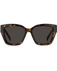 BOSS - Havana-Acetate Sunglasses With Double B Monogram - Lyst