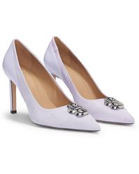 BOSS - Leather And Suede Pumps With Double B Monogram Trim - Lyst