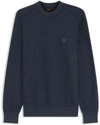 BOSS - Pullover Aus Baumwoll-Piqué Mit Logo-Patch - Lyst