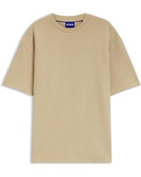 HUGO - T-Shirt Van Katoenen Jersey Met Blauwe Logopatch - Lyst