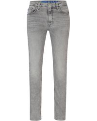 HUGO - Graue Jeans aus Stretch-Denim mit mittlerer Bundhöhe - Lyst