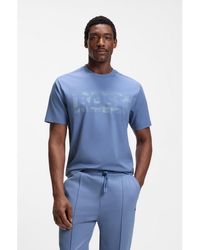 BOSS - Stretch-Cotton T-Shirt With Logo Artwork - Lyst