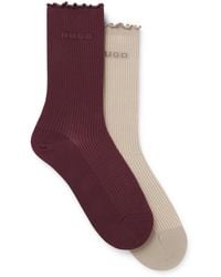 HUGO - Two-Pack Of Regular-Length Socks With Lettuce Cuff - Lyst
